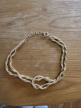 Twisted Rope Knot Choker Necklace in Gold Tone